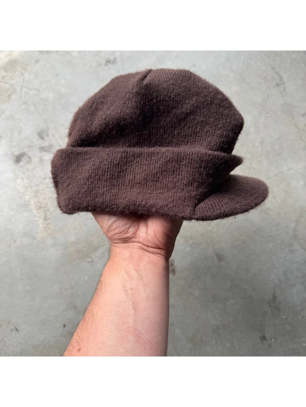Vintage Y2K Roxy Brown Knit Visor Beanie Hat Logo Snow Skate